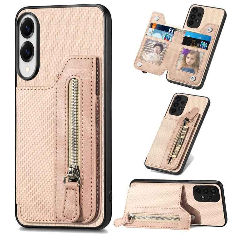 Carbon Fiber Horizontal Flip Zipper Wallet Phone Case, For Samsung Galaxy S25 Edge 5G, For Samsung Galaxy A56 5G, For Samsung Galaxy A36, For Samsung Galaxy S25 5G, For Samsung Galaxy S25+ 5G, For Samsung Galaxy S25 Ultra 5G                            ...