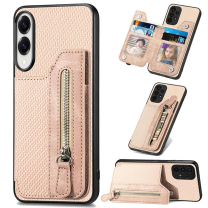 Carbon Fiber Horizontal Flip Zipper Wallet Phone Case, For Samsung Galaxy A57 5G, For Samsung Galaxy A37 5G, For Samsung Galaxy S25 Edge 5G, For Samsung Galaxy A56 5G, For Samsung Galaxy A36, For Samsung Galaxy S25 5G, For Samsung Galaxy S25+ 5G       ...