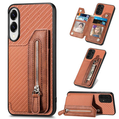 Carbon Fiber Horizontal Flip Zipper Wallet Phone Case, For Samsung Galaxy A57 5G, For Samsung Galaxy A37 5G, For Samsung Galaxy S25 Edge 5G, For Samsung Galaxy A56 5G, For Samsung Galaxy A36, For Samsung Galaxy S25 5G, For Samsung Galaxy S25+ 5G       ...