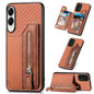 Carbon Fiber Horizontal Flip Zipper Wallet Phone Case, For Samsung Galaxy A57 5G, For Samsung Galaxy A37 5G, For Samsung Galaxy S25 Edge 5G, For Samsung Galaxy A56 5G, For Samsung Galaxy A36, For Samsung Galaxy S25 5G, For Samsung Galaxy S25+ 5G       ...