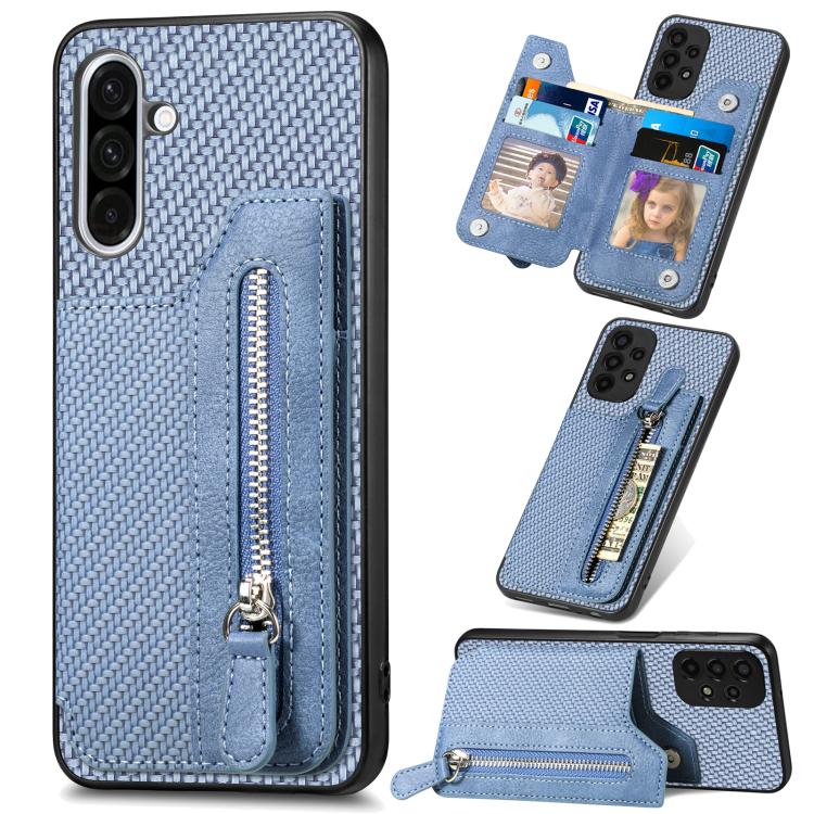 Carbon Fiber Horizontal Flip Zipper Wallet Phone Case, For Samsung Galaxy A57 5G, For Samsung Galaxy A37 5G, For Samsung Galaxy S25 Edge 5G, For Samsung Galaxy A56 5G, For Samsung Galaxy A36, For Samsung Galaxy S25 5G, For Samsung Galaxy S25+ 5G       ...