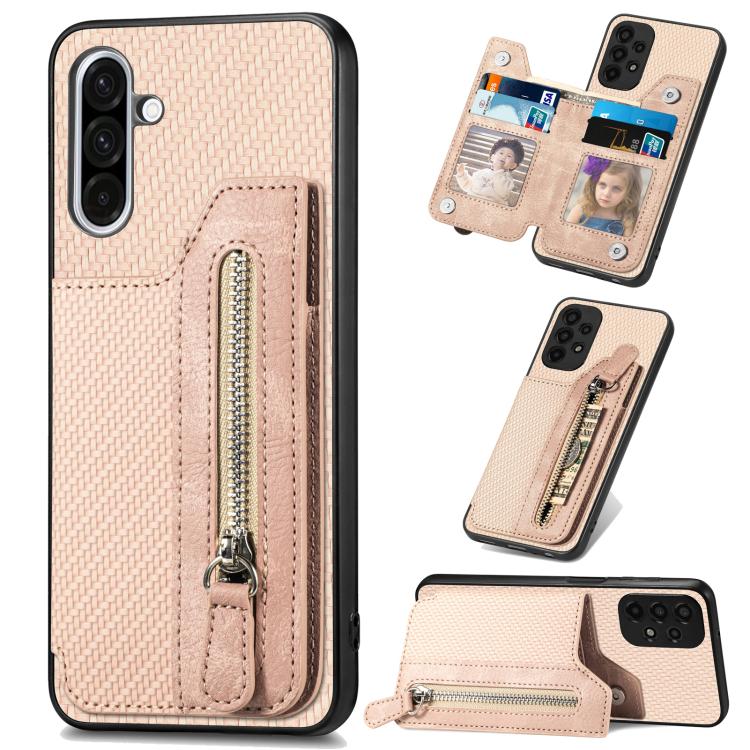 Carbon Fiber Horizontal Flip Zipper Wallet Phone Case, For Samsung Galaxy A57 5G, For Samsung Galaxy A37 5G, For Samsung Galaxy S25 Edge 5G, For Samsung Galaxy A56 5G, For Samsung Galaxy A36, For Samsung Galaxy S25 5G, For Samsung Galaxy S25+ 5G       ...