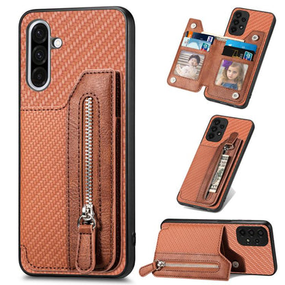 Carbon Fiber Horizontal Flip Zipper Wallet Phone Case, For Samsung Galaxy A57 5G, For Samsung Galaxy A37 5G, For Samsung Galaxy S25 Edge 5G, For Samsung Galaxy A56 5G, For Samsung Galaxy A36, For Samsung Galaxy S25 5G, For Samsung Galaxy S25+ 5G       ...