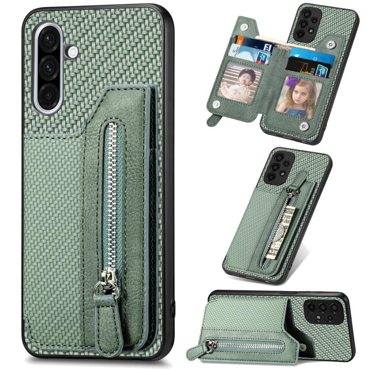 Carbon Fiber Horizontal Flip Zipper Wallet Phone Case, For Samsung Galaxy A57 5G, For Samsung Galaxy A37 5G, For Samsung Galaxy S25 Edge 5G, For Samsung Galaxy A56 5G, For Samsung Galaxy A36, For Samsung Galaxy S25 5G, For Samsung Galaxy S25+ 5G       ...