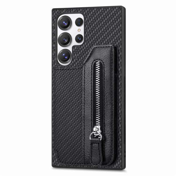 Carbon Fiber Horizontal Flip Zipper Wallet Phone Case, For Samsung Galaxy A57 5G, For Samsung Galaxy A37 5G, For Samsung Galaxy S25 Edge 5G, For Samsung Galaxy A56 5G, For Samsung Galaxy A36, For Samsung Galaxy S25 5G, For Samsung Galaxy S25+ 5G       ...