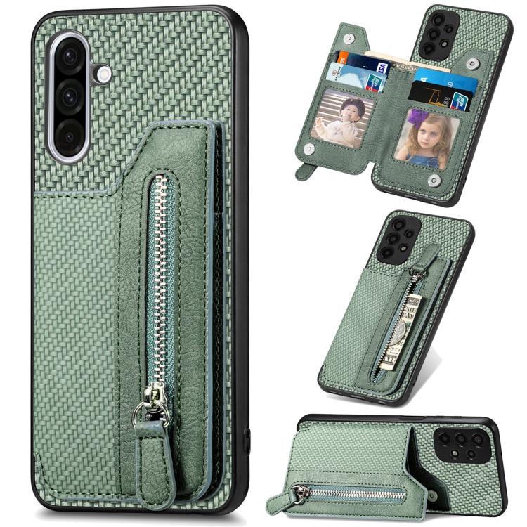 Carbon Fiber Horizontal Flip Zipper Wallet Phone Case, For Samsung Galaxy A57 5G, For Samsung Galaxy A37 5G, For Samsung Galaxy S25 Edge 5G, For Samsung Galaxy A56 5G, For Samsung Galaxy A36, For Samsung Galaxy S25 5G, For Samsung Galaxy S25+ 5G       ...