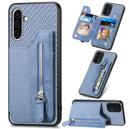 Carbon Fiber Horizontal Flip Zipper Wallet Phone Case, For Samsung Galaxy A57 5G, For Samsung Galaxy A37 5G, For Samsung Galaxy S25 Edge 5G, For Samsung Galaxy A56 5G, For Samsung Galaxy A36, For Samsung Galaxy S25 5G, For Samsung Galaxy S25+ 5G       ...