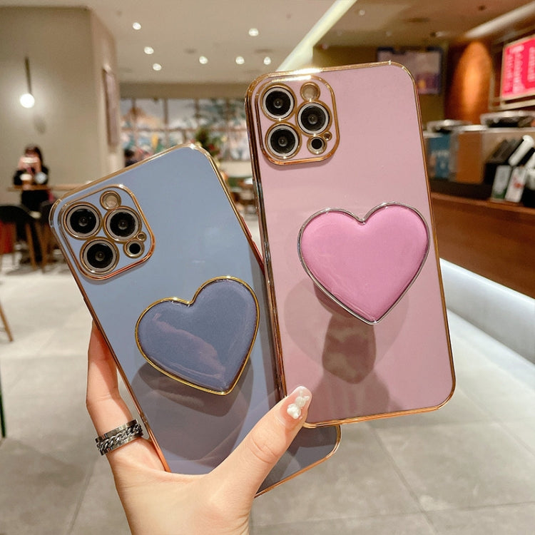 Electroplating Love Heart Holder TPU Phone Case