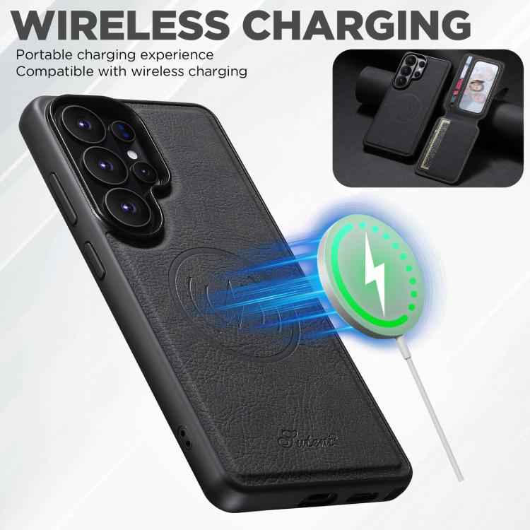 Suteni H16 Litchi Texture Leather Detachable Wallet Back Phone Case, For Samsung Galaxy S26+ 5G, For Samsung Galaxy S26 Ultra 5G, For Samsung Galaxy S25 5G, For Samsung Galaxy S25+ 5G, For Samsung Galaxy S25 Ultra 5G, For Samsung Galaxy S24 Ultra 5G   ...