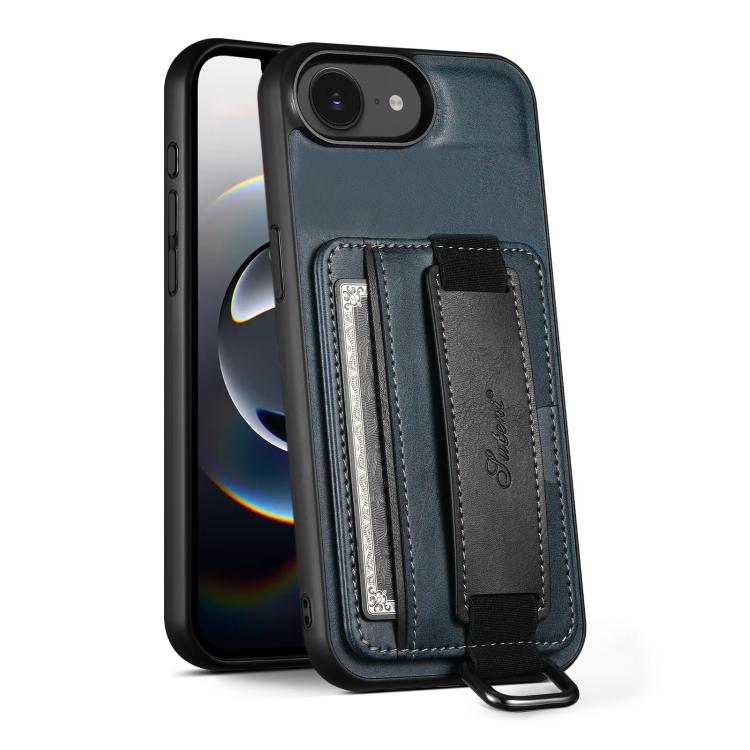 Suteni H13 Card Wallet Wrist Strap Holder PU Phone Case