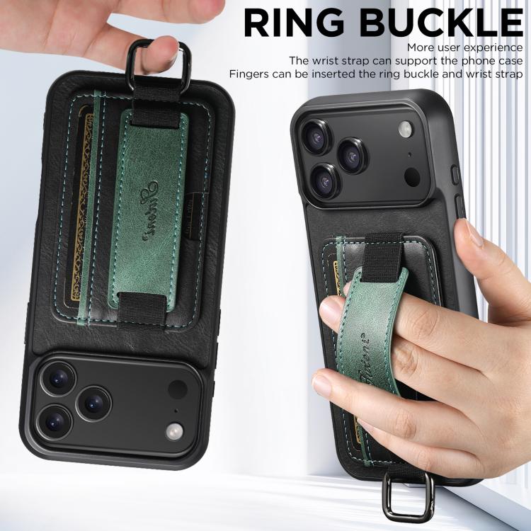 Suteni H13 Card Wallet Wrist Strap Holder PU Phone Case