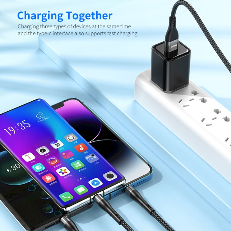 ENKAY 6-in-1 5A USB + Type-C to Type-C / 8 Pin / Micro USB Multifunction Fast Charging Cable