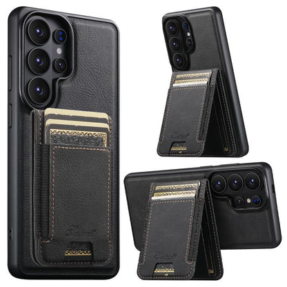 Suteni H17 Litchi Texture Leather MagSafe Detachable Wallet Phone Case, For Samsung Galaxy S26+ 5G, For Samsung Galaxy S26 Ultra 5G, For Samsung Galaxy S25 5G, For Samsung Galaxy S25+ 5G, For Samsung Galaxy S25 Ultra 5G, For Samsung Galaxy S24 Ultra 5G...