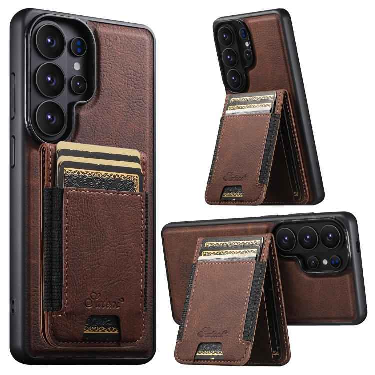 Suteni H17 Litchi Texture Leather MagSafe Detachable Wallet Phone Case, For Samsung Galaxy S26+ 5G, For Samsung Galaxy S26 Ultra 5G, For Samsung Galaxy S25 5G, For Samsung Galaxy S25+ 5G, For Samsung Galaxy S25 Ultra 5G, For Samsung Galaxy S24 Ultra 5G...