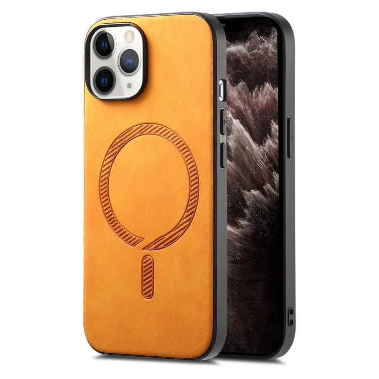 Solid Color Retro Magsafe PU Back Cover Phone Case