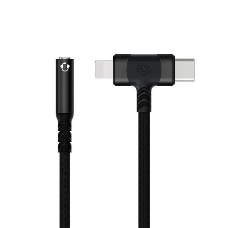 JS-65 USB-C/Type-C+8 Pin Male to 3.5mm Audio Female Headphone Adapter Cable Cord