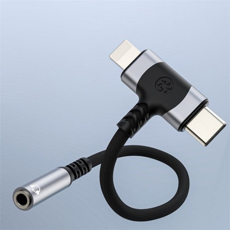 JS-65 USB-C/Type-C+8 Pin Male to 3.5mm Audio Female Headphone Adapter Cable Cord