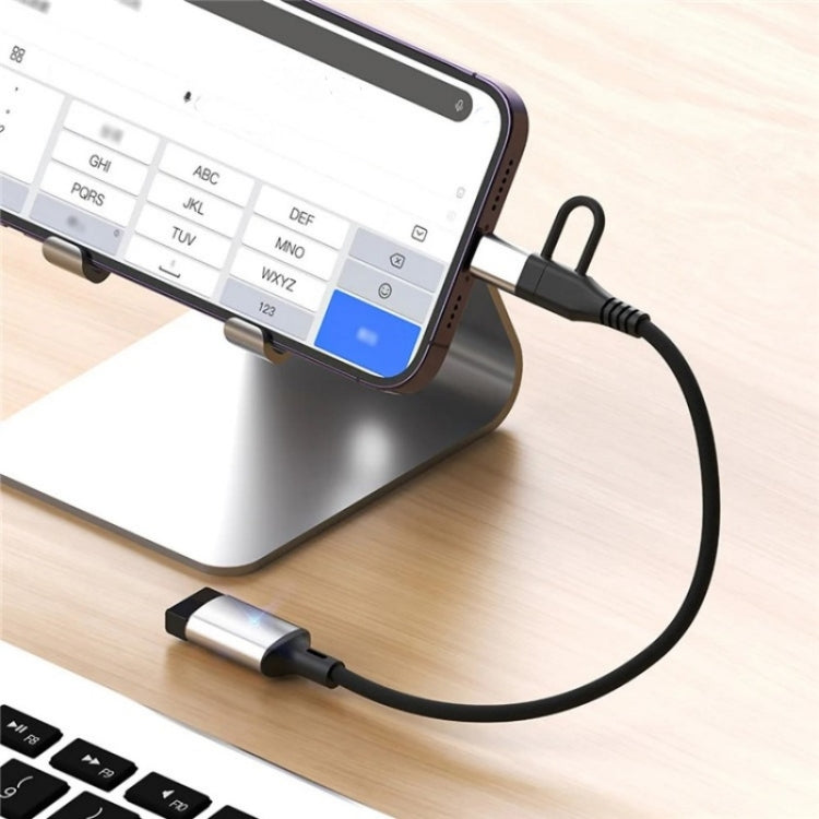 JS-112 2 in 1 USB Male to USB-C / Type-C / 8 Pin OTG Adapter Cable, Length: 15cm