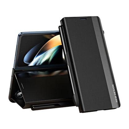 Side Electroplated Adsorption Leather Phone Case with Pen Slot, For Galaxy Z Fold8 Ultra 5G, For Galaxy Z TriFold, For Galaxy Z Fold7 5G, For Galaxy Z Fold6 5G