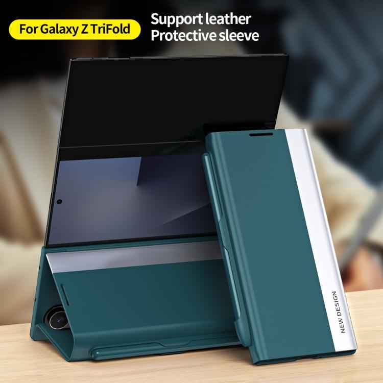 Side Electroplated Adsorption Leather Phone Case with Pen Slot, For Samsung Galaxy Z TriFold, For Samsung Galaxy Z Fold7 5G, For Samsung Galaxy Z Fold6 5G