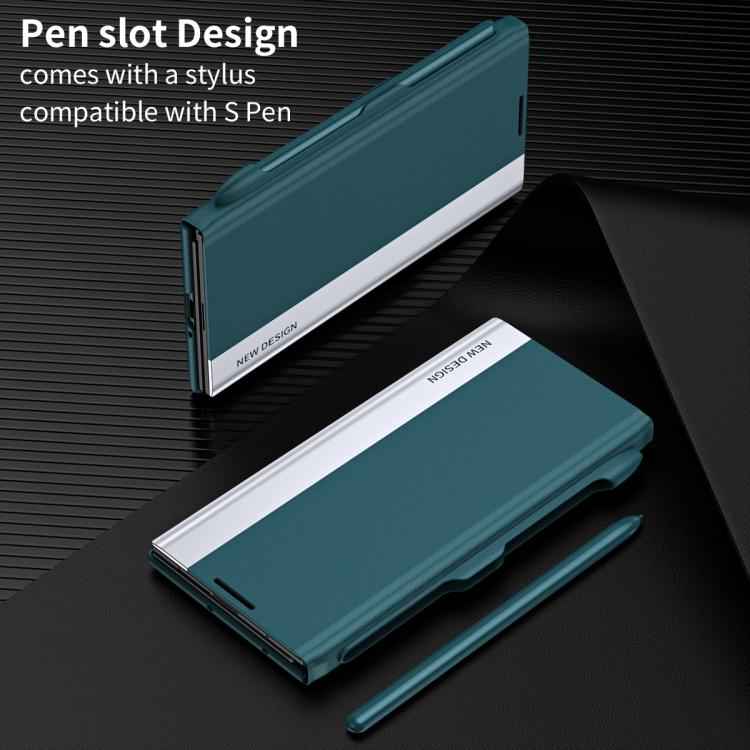 Side Electroplated Adsorption Leather Phone Case with Pen Slot, For Samsung Galaxy Z TriFold, For Samsung Galaxy Z Fold7 5G, For Samsung Galaxy Z Fold6 5G