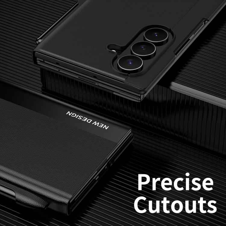 Side Electroplated Adsorption Leather Phone Case with Pen Slot, For Samsung Galaxy Z TriFold, For Samsung Galaxy Z Fold7 5G, For Samsung Galaxy Z Fold6 5G