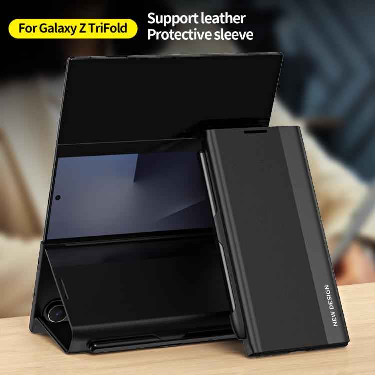 Side Electroplated Adsorption Leather Phone Case with Pen Slot, For Samsung Galaxy Z TriFold, For Samsung Galaxy Z Fold7 5G, For Samsung Galaxy Z Fold6 5G