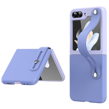 Wrist-strap Plain Leather Phone Case, For Samsung Galaxy Z Flip7 5G, For Samsung Galaxy Z Flip6 5G