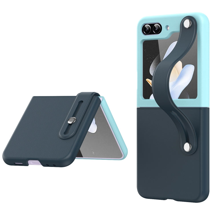 Wrist-strap Plain Leather Phone Case, For Samsung Galaxy Z Flip7 5G, For Samsung Galaxy Z Flip6 5G