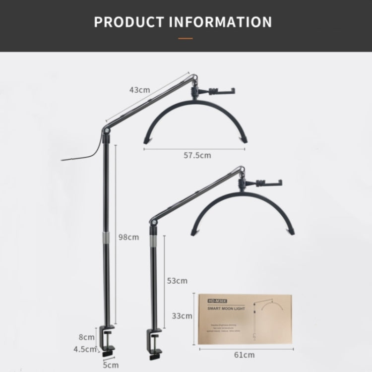 D-M30X 23 inch Half Moon Shape Beauty Manicure Lamp Curved Fill Light