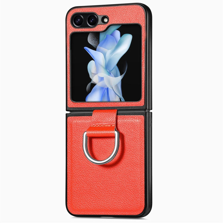 Litchi Texture Leather Ring Phone Case