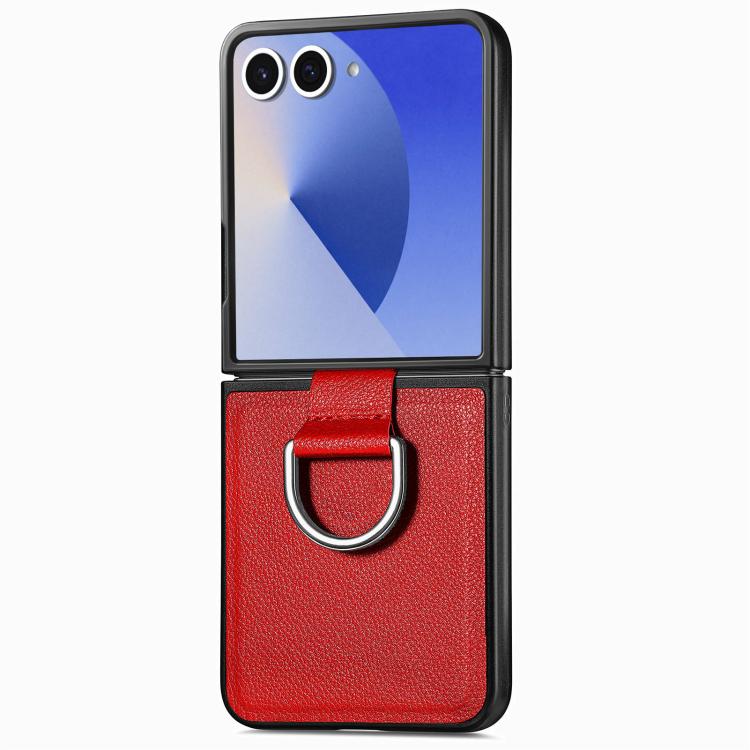 Litchi Texture Leather Ring Phone Case