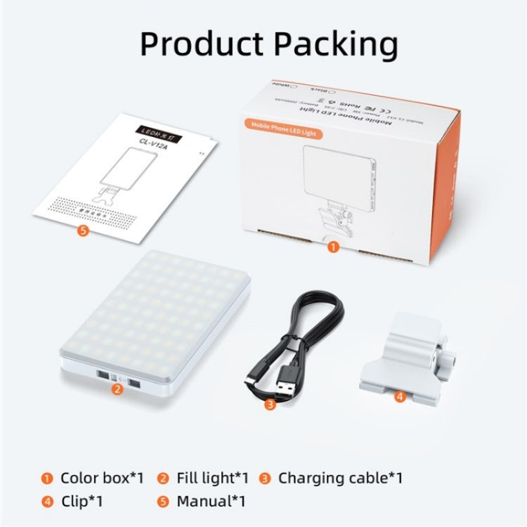 V12A Phone Laptop Video Conference Fill Lamp Portable Selfie Live Streaming LED Fill Light