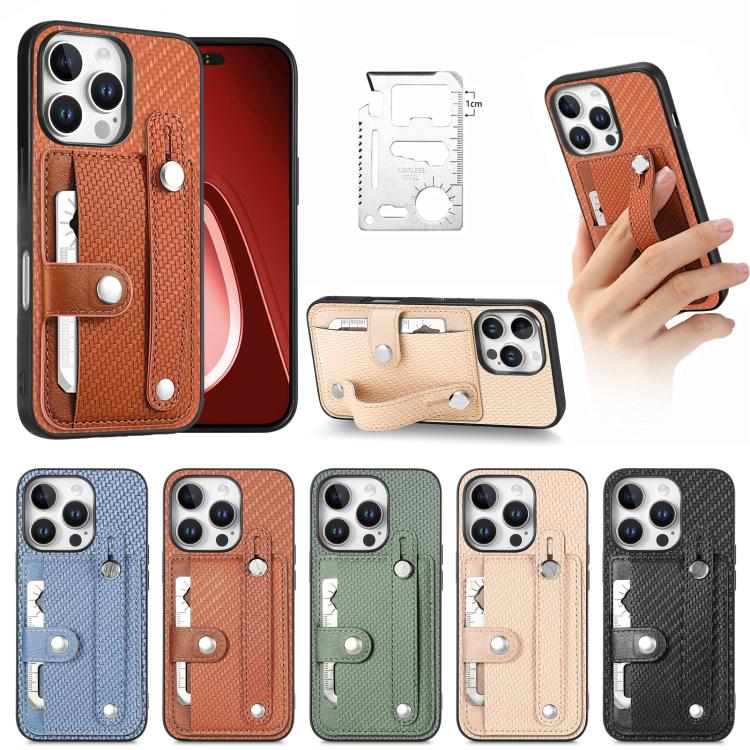 Wristband Kickstand Card Wallet Back Phone Case with Tool Knife