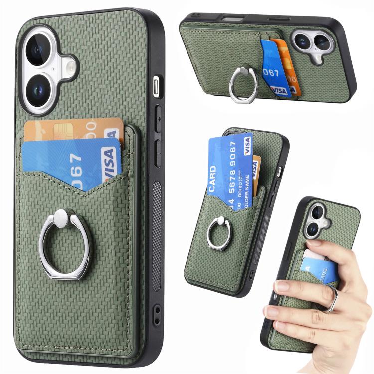 Carbon Fiber Card Wallet Ring Phone Case