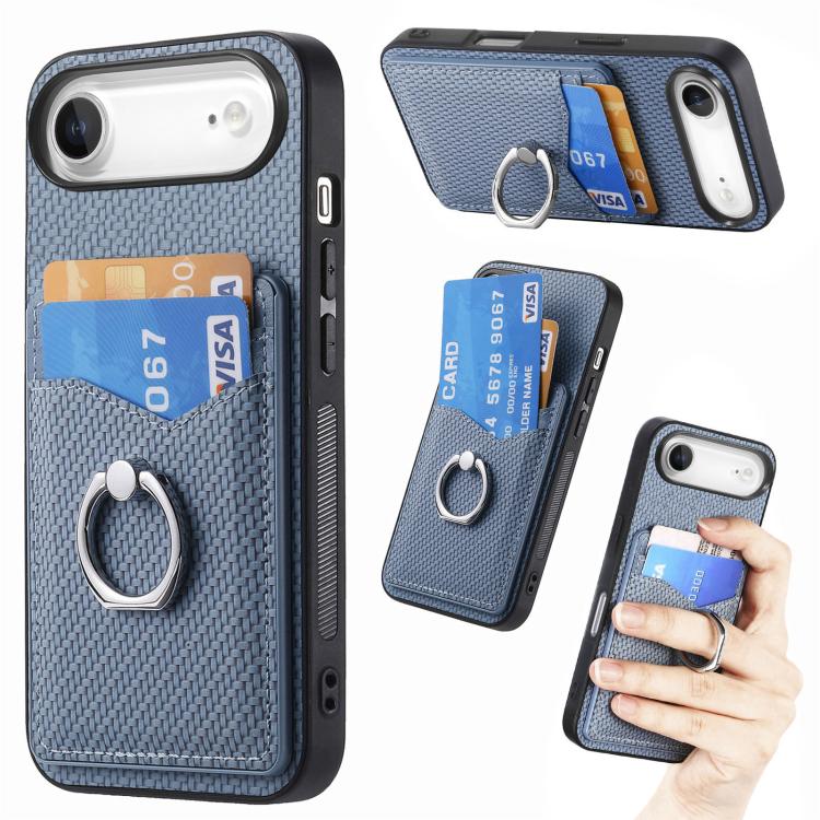 Carbon Fiber Card Wallet Ring Phone Case