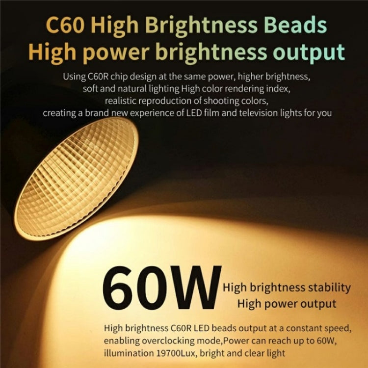 C60R 60W RGB Stage Lamp Professional Video Photography COB Fill Light