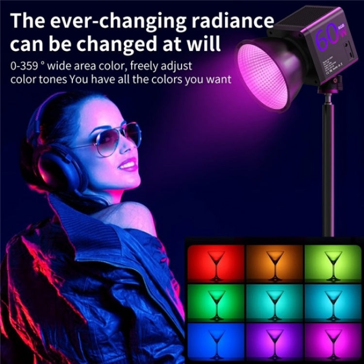 C60R 60W RGB Stage Lamp Professional Video Photography COB Fill Light
