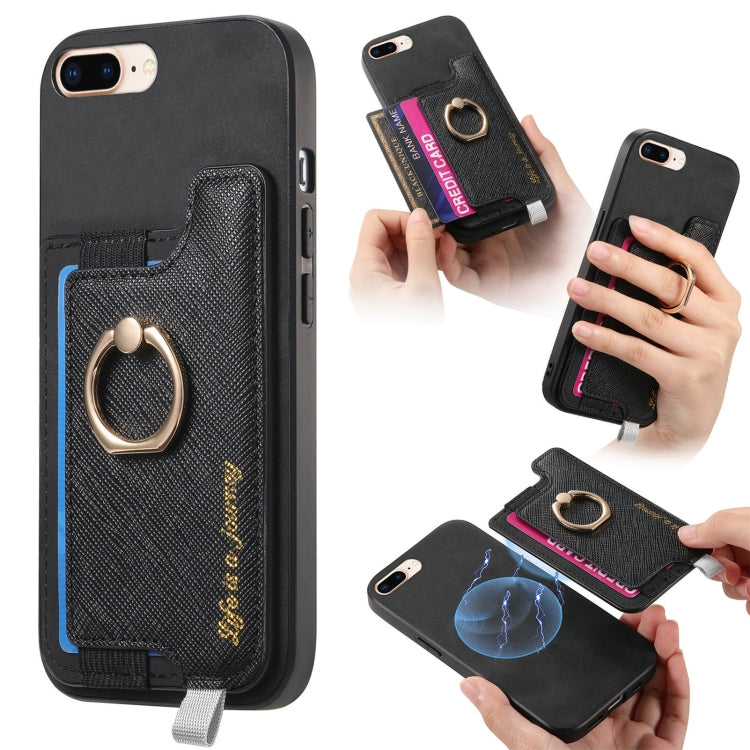 Retro Magsafe Cross Leather Ring Holder Card Bag Phone Case