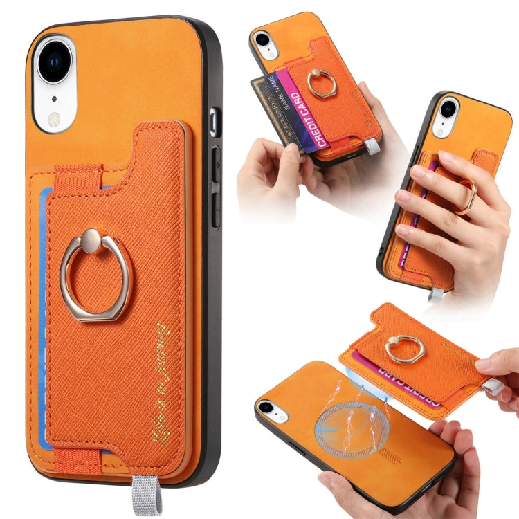 Retro Magsafe Cross Leather Ring Holder Card Bag Phone Case