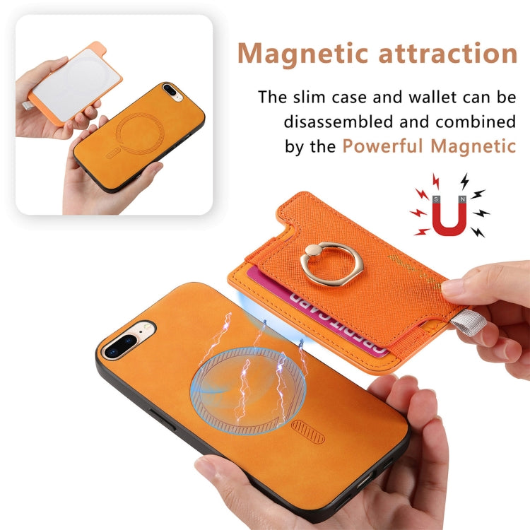 Retro Magsafe Cross Leather Ring Holder Card Bag Phone Case