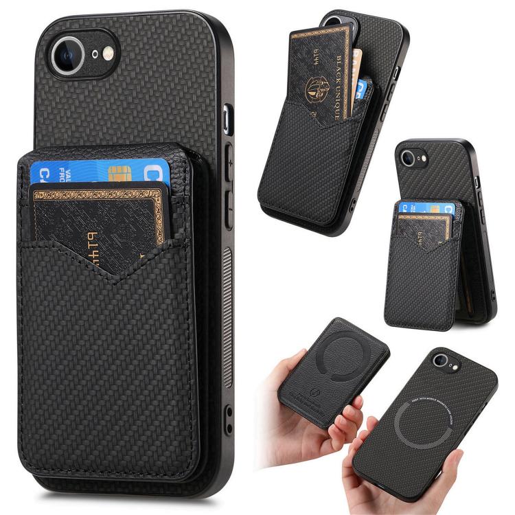 Carbon Fiber MagSafe Vertical Flip Card Bag Phone Case