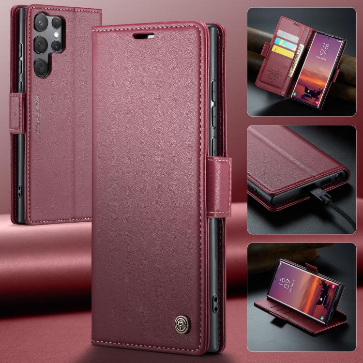 CaseMe 023 Butterfly Buckle Litchi Texture RFID Anti-theft Leather Phone Case, For Galaxy S25 Ultra 5G, For Galaxy S24 FE 5G