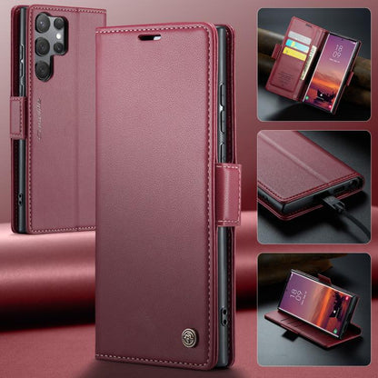 CaseMe 023 Butterfly Buckle Litchi Texture RFID Anti-theft Leather Phone Case, For Galaxy S25 Ultra 5G, For Galaxy S24 FE 5G