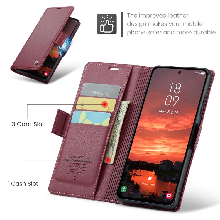 CaseMe 023 Butterfly Buckle Litchi Texture RFID Anti-theft Leather Phone Case, For Galaxy S25 FE 5G, For Galaxy Z Fold7, For Galaxy S25 Edge 5G, For Galaxy A56 5G, For Galaxy A26 5G, For Galaxy A36 5G, For Galaxy S25 5G, For Galaxy S25+ 5G