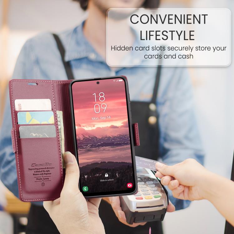 CaseMe 023 Butterfly Buckle Litchi Texture RFID Anti-theft Leather Phone Case, For Galaxy A17 / A18, For Galaxy S26 FE 5G, For Galaxy S26+ 5G, For Galaxy S26 Ultra 5G, For Galaxy S26 5G, For Galaxy A57 5G, For Galaxy A37 5G, For Galaxy A27 5G