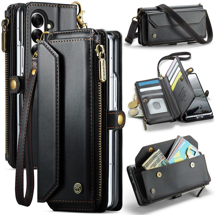 CaseMe C36 Card Slots Zipper Wallet RFID Anti-theft Leather Phone Case, For Galaxy A17 4G, For Galaxy Z Fold7, For Galaxy S25 Edge 5G, For Galaxy A56 5G, For Galaxy A36, For Galaxy S24 FE 5G