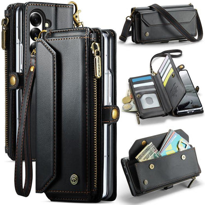 CaseMe C36 Card Slots Zipper Wallet RFID Anti-theft Leather Phone Case, For Galaxy A17 4G, For Galaxy Z Fold7, For Galaxy S25 Edge 5G, For Galaxy A56 5G, For Galaxy A36, For Galaxy S24 FE 5G