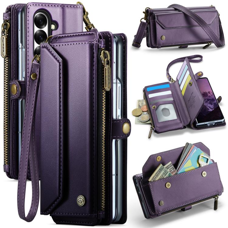 CaseMe C36 Card Slots Zipper Wallet RFID Anti-theft Leather Phone Case, For Galaxy A17 4G, For Galaxy Z Fold7, For Galaxy S25 Edge 5G, For Galaxy A56 5G, For Galaxy A36, For Galaxy S24 FE 5G