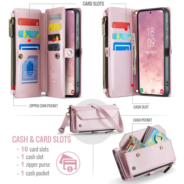 CaseMe C36 Card Slots Zipper Wallet RFID Anti-theft Leather Phone Case